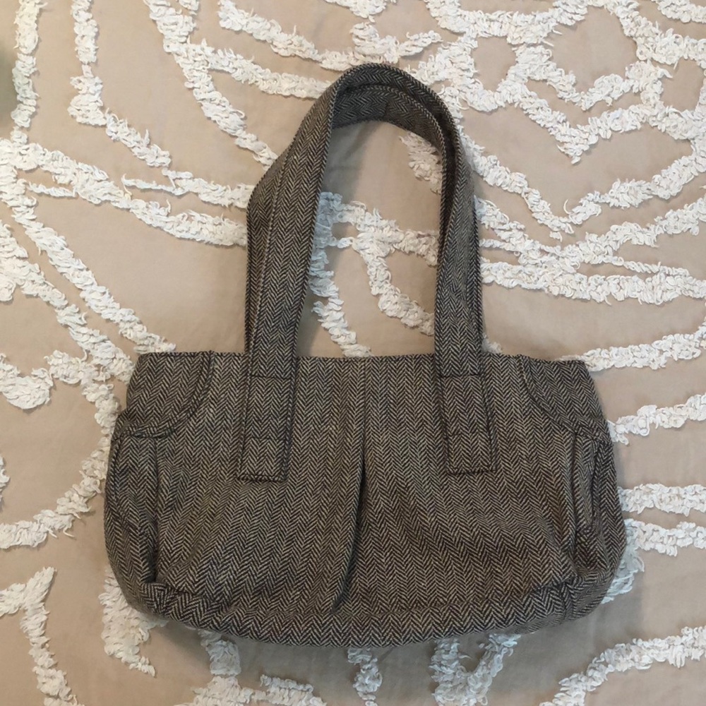 Tweed Herringbone Fabric Shoulder Bag